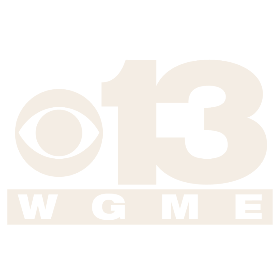 Logo of CBS affiliate WGME, featuring the channel number 13 and a stylized eye.